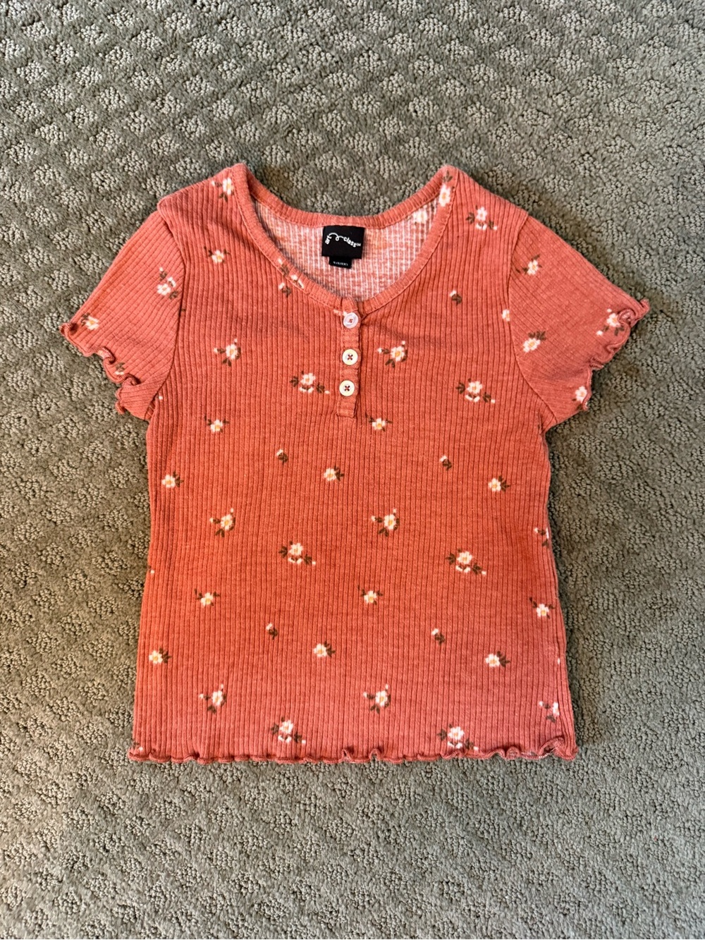 art class Coral Floral Ribbed Short Sleeve Tee